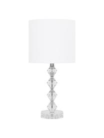 Lámpara de mesa grande de cristal Diamond, Pantalla: tela, Blanco, transparente, Ø 25 x Al 53 cm