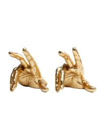 Sujetalibros Holding Fingers, 2 uds., Poliresina frustrada, Dorado, An 16 x Al 21 cm
