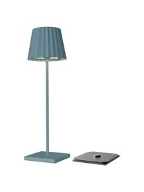 Mobiele dimbare LED tafellamp Trellia in blauw, Lampenkap: gecoat aluminium Lampvoet, Blauw, zwart, Ø 12 x H 38 cm