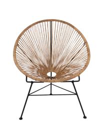 Lounge fauteuil Bahia van kunststoffen vlechtwerk in rotan look, Zitvlak: kunststof, Frame: gepoedercoat metaal, Bruin, zwart, B 81 x D 73 cm