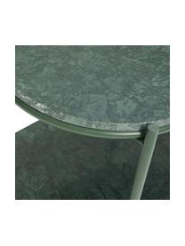 Ovaler Marmor-Beistelltisch Nusa, Gestell: Metall, beschichtet, Dunkelgrün, marmoriert, B 58 x H 40 cm