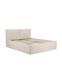 Polsterbett Dream mit Stauraum, Bezug: Polyester (Strukturstoff), Korpus: Massives Kiefernholz, FSC, Webstoff Dunkelbeige, B 160 x L 200 cm