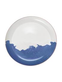 Talerz śniadaniowy z porcelany Rosie, 2 szt., Porcelana, Biały, niebieski, ze złotą krawędzią, Ø 21 x W 2 cm
