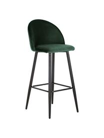 Krzesło barowe z aksamitu Amy, Tapicerka: aksamit (poliester) 20 00, Nogi: metal malowany proszkowo, Ciemny  zielony, S 45 x W 103 cm