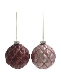 Weihnachskugeln Rosalinda Ø 10 cm, 2 Stück, Rosa, Lila, Ø 10 x H 10 cm