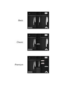 Modulaire draaideurkast Leon in zwart, 250 cm breed, diverse varianten, Frame: met melamine beklede spaa, Zwart, Basis interieur, hoogte 200 cm