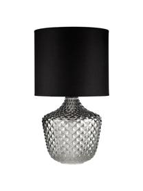 Große Tischlampe Brilliant Jewel aus Glas, Lampenschirm: Stoff, Lampenfuß: Glas, Grau, Schwarz, Ø 32 x H 56 cm