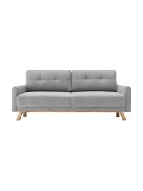 Sofa rozkładana z aksamitu z miejscem do przechowywania  Balio (3-osobowa), Tapicerka: 100% aksamit poliestrowy , Nogi: drewno naturalne, Jasnoszary aksamit, S 216 x G 102 cm
