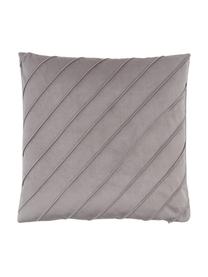 Federa arredo in velluto grigio chiaro con motivo strutturato Leyla, Velluto (100% poliestere), Grigio chiaro, Larg. 40 x Lung. 40 cm