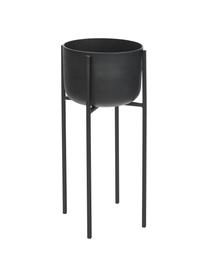 Grosser Übertopf Minell aus Metall, Übertopf: Aluminium, oxidiert, besc, Gestell: Metall, beschichtet, Schwarz, Ø 38 x H 75 cm