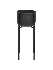 Grosser Übertopf Minell aus Metall, Übertopf: Aluminium, oxidiert, besc, Gestell: Metall, beschichtet, Schwarz, Ø 38 x H 75 cm