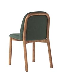 Chaise en bois avec rembourrage Julie, Tissu vert foncé, bois de frêne foncé, larg. 47 x haut. 81 cm
