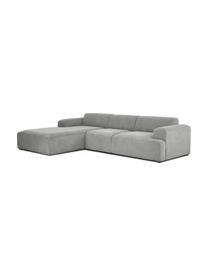 Cord-Ecksofa Melva (4-Sitzer), Bezug: Cord (92% Polyester, 8% P, Gestell: Massives Kiefernholz, FSC, Füße: Kunststoff, Cord Grau, B 319 x T 196 cm, Eckteil links