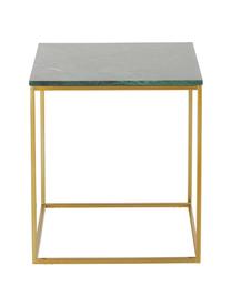 Tavolino con piano in marmo Alys, Struttura: metallo verniciato a polv, Marmo verde, dorato, Larg. 45 x Alt. 50 cm
