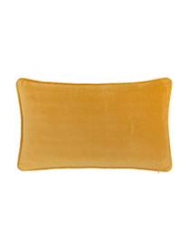 Federa arredo in velluto in giallo ocra Dana, 100% velluto di cotone, Giallo ocra, Larg. 30 x Lung. 50 cm