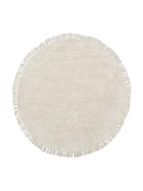 Alfombra redonda artesanal de algodón Daya, Blanco crema, Ø 150 cm (Tamaño M)