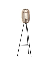 Lampa podłogowa trójnóg z rattanu Woodrow, Jasny brązowy, czarny, Ø 45 x W 130 cm