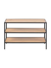 Schuhregal Seaford aus Holz und Metall, Einlegeböden: Mitteldichte Holzfaserpla, Gestell: Metall, pulverbeschichtet, Wildeichenholz, B 77 x H 50 cm