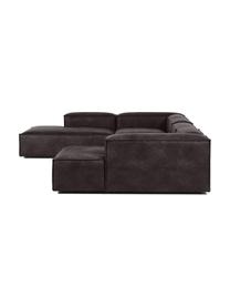 Divano angolare componibile in pelle riciclata Lennon, Rivestimento: pelle riciclata (70 % pel, Rivestimento: imbottitura in schiuma co, Pelle grigio marrone, Larg. 418 x Alt. 68 cm, angolo a sinistra