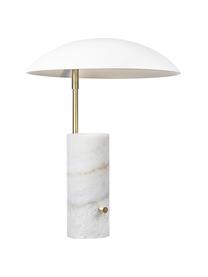 Lampa stołowa z marmurową podstawą Mademoiselles, Biały, marmurowy, odcienie mosiądzu, Ø 32 x W 42 cm