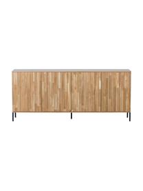 Sideboard Avourio mit geriffelter Front aus Eichenholz, 4-türig, Korpus: Eichenholz, FSC-zertifizi, Füße: Metall, beschichtet, Eichenholz, B 200 x H 85 cm