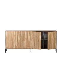 Sideboard Avourio mit geriffelter Front aus Eichenholz, 4-türig, Korpus: Eichenholz, FSC-zertifizi, Füße: Metall, beschichtet, Eichenholz, B 200 x H 85 cm
