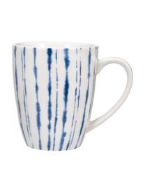 Tazas de café de porcelana Amaya, 2 uds., Porcelana, Blanco, azul, Ø 8 x Al 10 cm, 350 ml