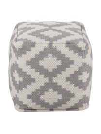 Handgewebter Pouf Napua, Bezug: 100% recyceltes Polyester, Grau, Cremeweiß, B 40 x H 40 cm