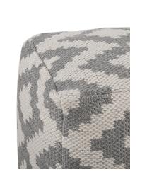 Handgeweven poef Napua met ethno patroon, Bekleding: 100% gerecycled polyester, Stof grijs,/ecru, B 40 x H 40 cm