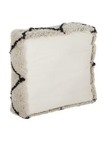 Ručně všívaný načechraný sedací polštář Naima, Béžová, černá, Š 70 cm, V 20 cm