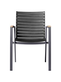Ogrodowe krzesło z podłokietnikami Mood Air, Stelaż: aluminium malowane proszk, Czarny, S 57 x G 62 cm