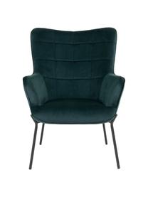 Fotel z aksamitu Glasgow, Tapicerka: 100% aksamit poliestrowy, Nogi: metal powlekany, Ciemny zielony, S 70 x G 79 cm
