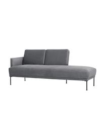 Chaise longue in velluto con piedini in metallo Fluente, Rivestimento: velluto (copertura in pol, Struttura: legno di pino massiccio, , Piedini: metallo verniciato a polv, Velluto grigio scuro, Larg. 202 x Prof. 85 cm, schienale a sinistra