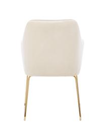Silla con reposabrazos de terciopelo Isla, Tapizado: terciopelo (poliéster) Al, Patas: metal recubierto, Terciopelo blanco crema, dorado, An 58 x F 62 cm