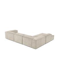 Narożna sofa modułowa XL ze sztruksu Lennon, Tapicerka: sztruks (92% poliester, 8, Stelaż: lite drewno, sklejka, Nogi: tworzywo sztuczne, Beżowy sztruks, S 329 x W 68 cm, lewostronna