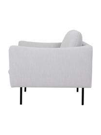 Fauteuil avec pieds en métal Moby, Tissu gris clair, larg. 90 x prof. 90 cm