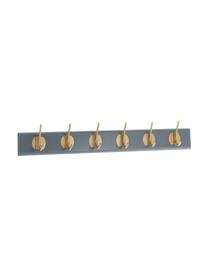 Garderobenleiste Edgy aus Holz mit 6 Haken, Leiste: Mitteldichte Holzfaserpla, Haken: Messing, Grau, Goldfarben, B 60 x H 7 cm