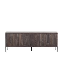 Szafka RTV z drewna jesionowego z ryflowanym frontem Avourio, 3-drzwiowa, Korpus: drewno jesionowe z certyf, Nogi: metal powlekany, Drewno jesionowe, S 150 x W 56 cm