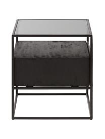 Odkládací stolek se zásuvkou Theodor, Mangové dřevo, černá, Š 45 cm, V 50 cm