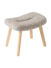 Plyšová taburetka Wing, Plyšová sivá, brezové drevo, Š 50 x V 41 cm