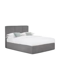 Boxspringbett Oberon, Matratze: 5-Zonen-Taschenfederkern, Füße: Kunststoff, Webstoff Anthrazit, B 180 x L 200 cm, Härtegrad H3