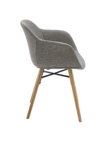 Petite chaise scandinave Fiji, Tissu gris foncé, bois de chêne, larg. 59 x prof. 55 cm