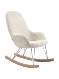Bouclé-Schaukelstuhl Joey mit Eschenholz-Füßen, Bezug: Bouclé, Füße: Eschenholz, Bouclé Cremeweiß, B 43 x T 60 cm