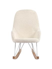 Bouclé-Schaukelstuhl Joey mit Eschenholz-Füßen, Bezug: Bouclé, Füße: Eschenholz, Bouclé Cremeweiß, B 43 x T 60 cm