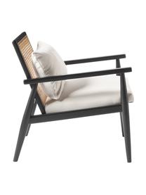 Poltroncina in legno massello di betulla Manuel, Rivestimento: 100% poliestere Con 40.00, Struttura: legno massello di betulla, Tessuto bianco sporco, nero, Larg. 65 x Alt. 71 cm