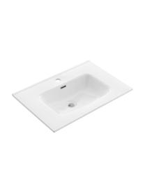 Wastafelset Ago, 4-delig, Lamp: staal, gecoat, Spaanplaat met zwarte, donkerbruine melamineharsfolie, B 61 x H 190 cm