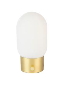 Lámpara de mesa pequeña regulable Urban, con conexión USB, Pantalla: vidrio opalino, Cable: cubierto en tela, Blanco, dorado, Ø 13 x Al 25 cm