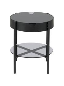 Pomocný stolík zo skla s úložným priestorom Tipton, Tvrdené sklo, kov, Čierna, Ø 45 x V 50 cm