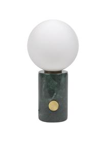 Kleine Nachttischlampe Lonela mit Marmorfuß, Lampenschirm: Glas, Lampenfuß: Marmor, Weiß, Grün, marmoriert, Ø 15 cm x H 29 cm