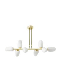 Suspension en verre opalescent Lilja, Blanc, couleur laitonnée, larg. 100 x haut. 55 cm